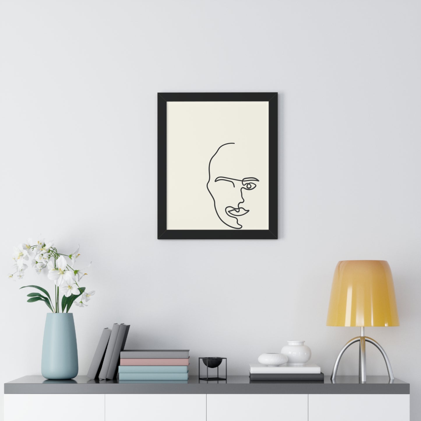 Minimalist Single Line Face Art Print | Contemporary Abstract Portrait | XCalibre Designs | Framed Vertical Poster