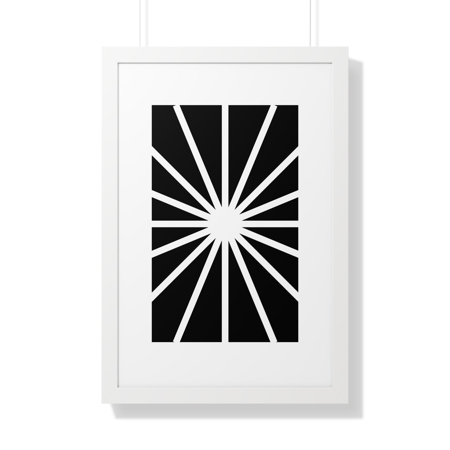 Black and White Starburst Art Print | Modern Abstract Radiant Wall Art | XCalibre Designs | Framed Vertical Poster