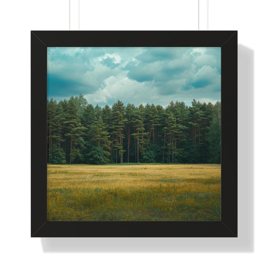 Verdant Refuge - Peaceful Meadow Art Frame | Framed Horizontal Poster