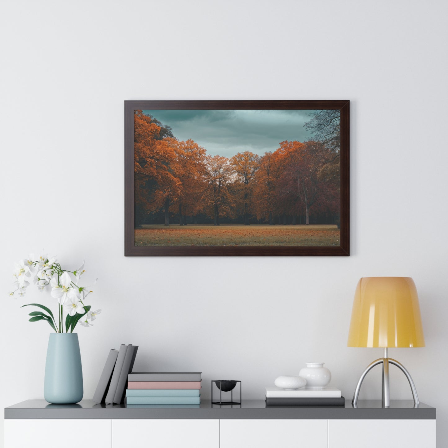 Crimson Canopy - Majestic Autumn Art Frame | Framed Horizontal Poster