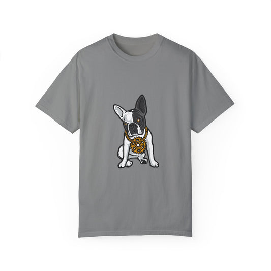 Cute French Bulldog with Sunglasses Graphic Tee | Grey Casual Dog Lover T-Shirt | XCalibre Designs