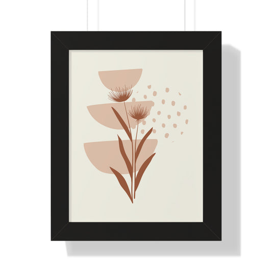 Pink Blossom Botanical Art Print | Modern Floral Wall Art | XCalibre Designs | Framed Vertical Poster