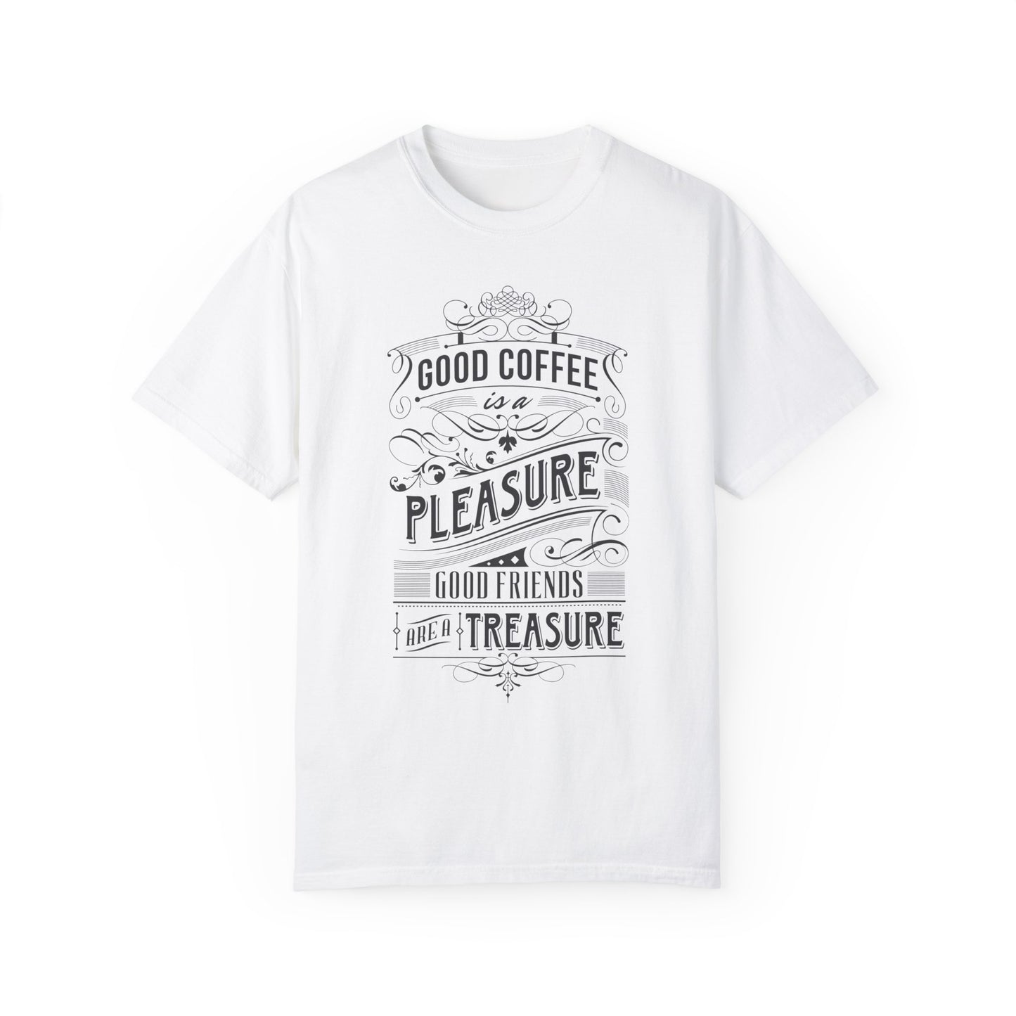 Coffee and Friendship Quote Tee | White Typographic T-Shirt | XCalibre Designs