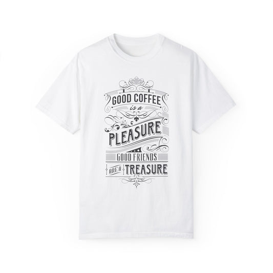 Coffee and Friendship Quote Tee | White Typographic T-Shirt | XCalibre Designs