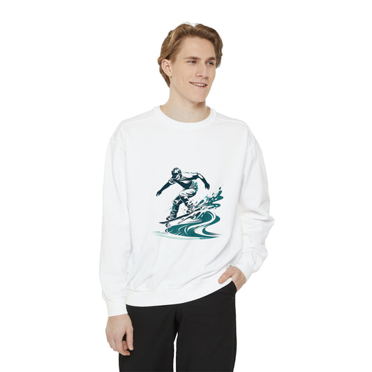 Oceanic Surfer Wave Crewneck Sweatshirt | Unisex Garment-Dyed Sweatshirt