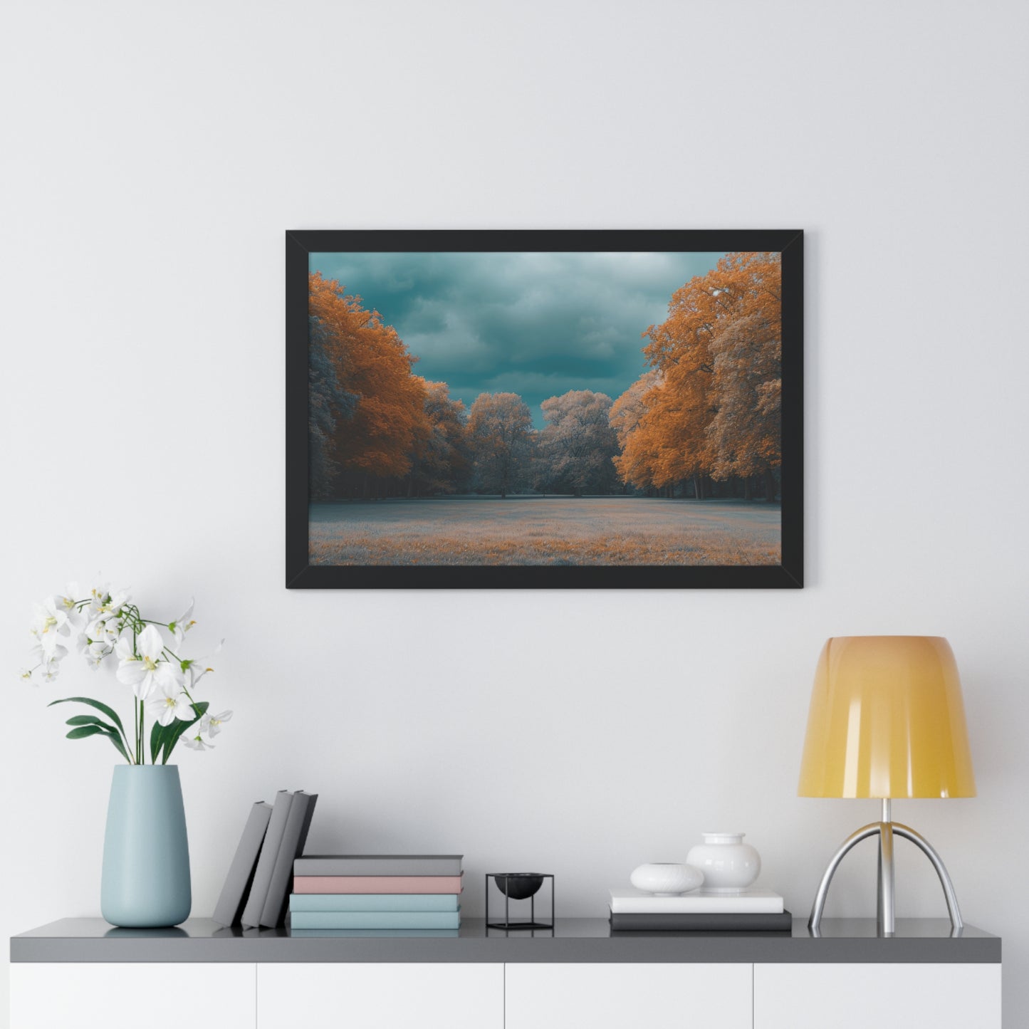 Autumn Serenity - Tranquil Park Scene Art Frame | Framed Horizontal Poster