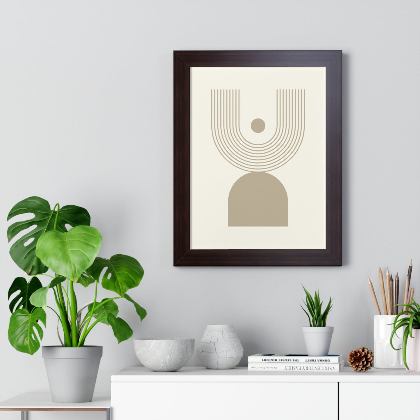 Abstract Geometric Sunrise Art Print | Modern Minimalist Wall Art | XCalibre Designs | Framed Vertical Poster