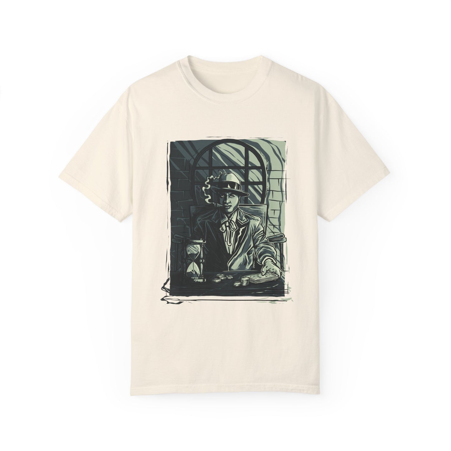 Vintage Detective Noir Graphic Tee | Beige Mystery-Inspired T-Shirt | XCalibre Designs