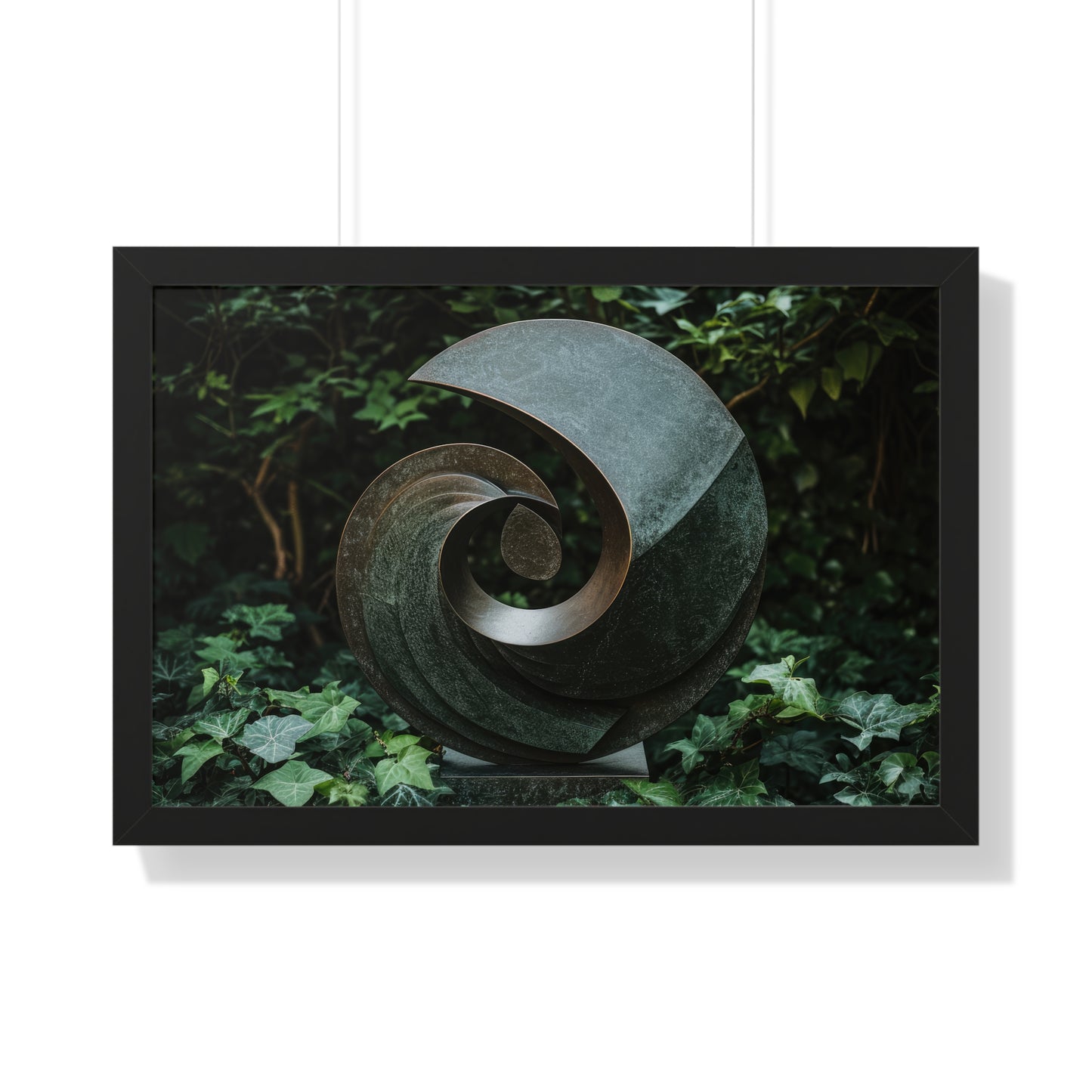 Verdant Spiral - Abstract Sculpture Art Frame | Framed Horizontal Poster