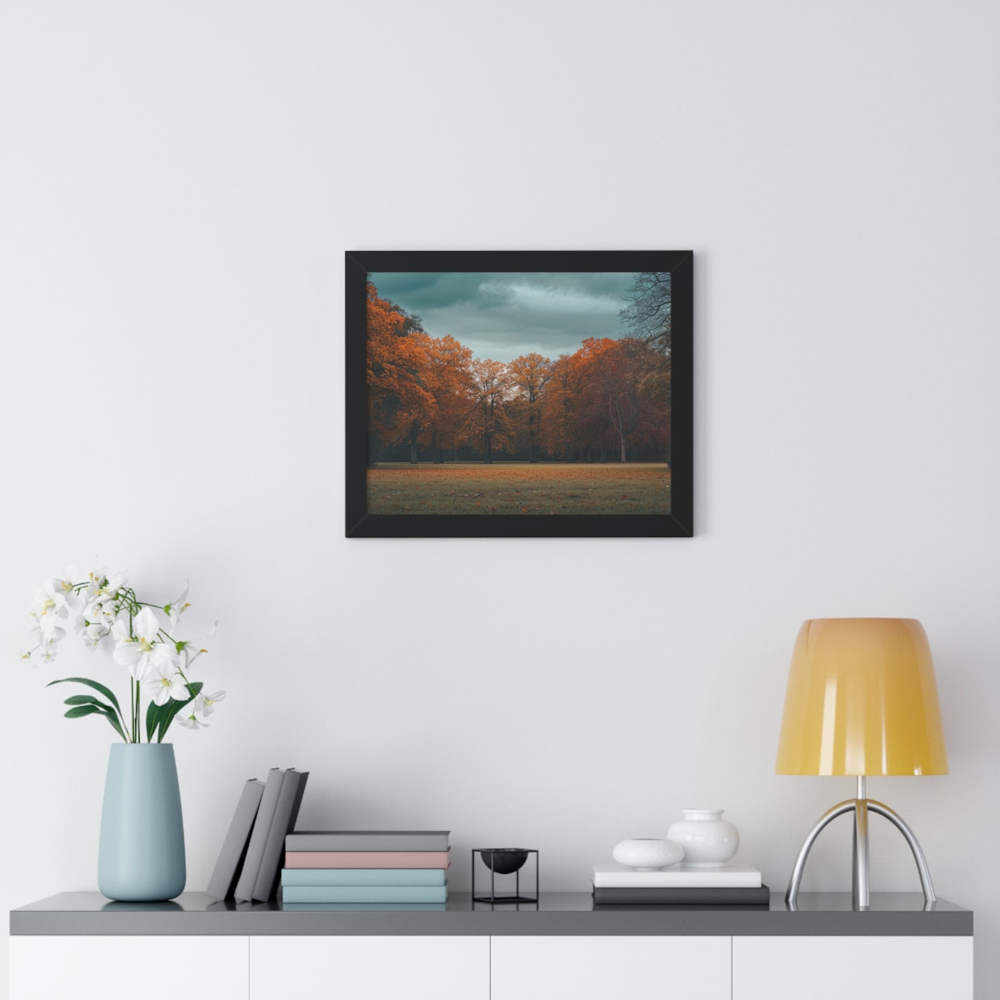 Crimson Canopy - Majestic Autumn Art Frame | Framed Horizontal Poster