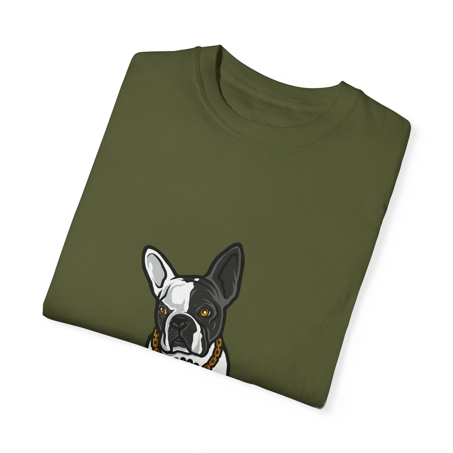 Cute French Bulldog with Sunglasses Graphic Tee | Grey Casual Dog Lover T-Shirt | XCalibre Designs