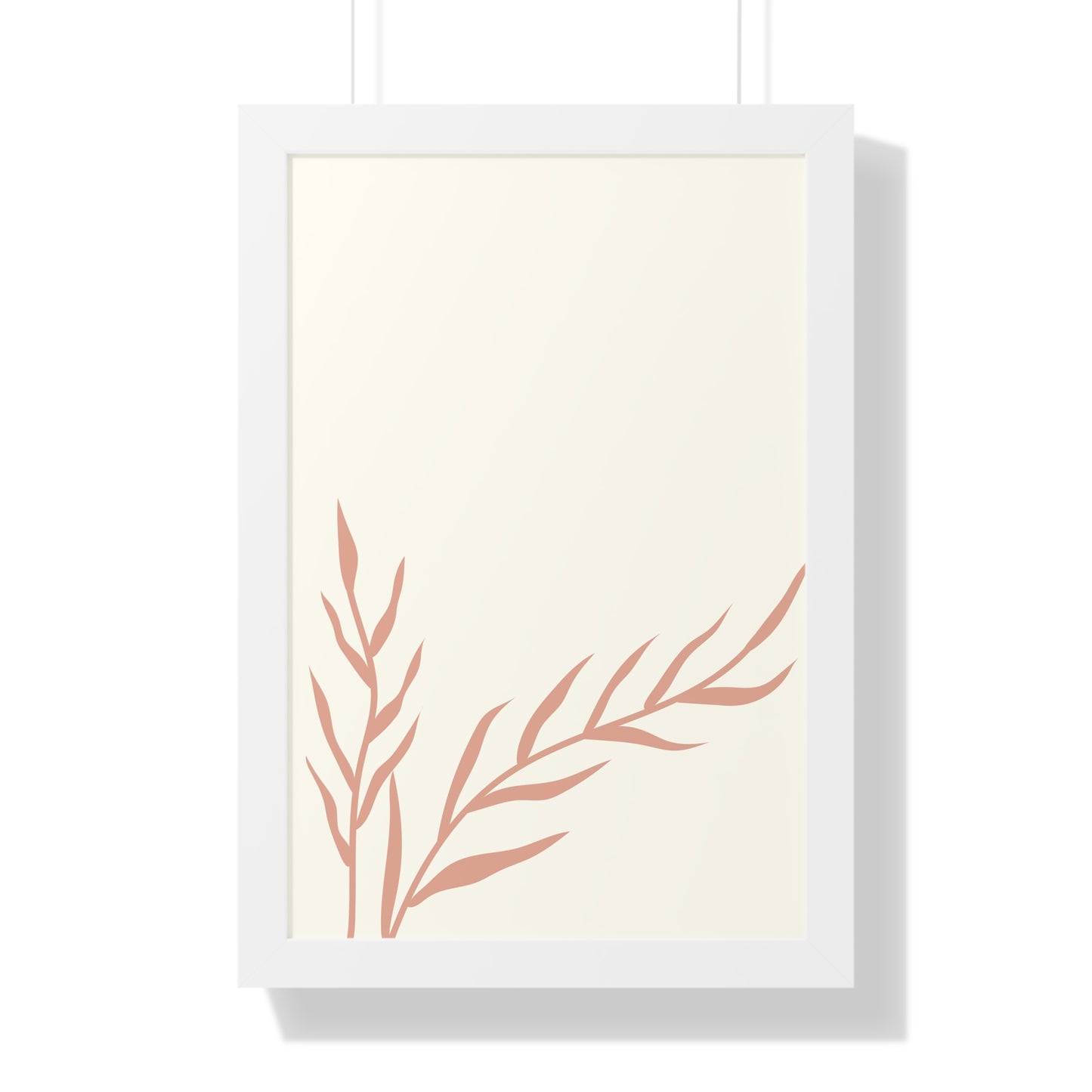 Minimalist Peach Wheat Art Print | Elegant Pastel Wall Art | XCalibre Designs | Framed Vertical Poster