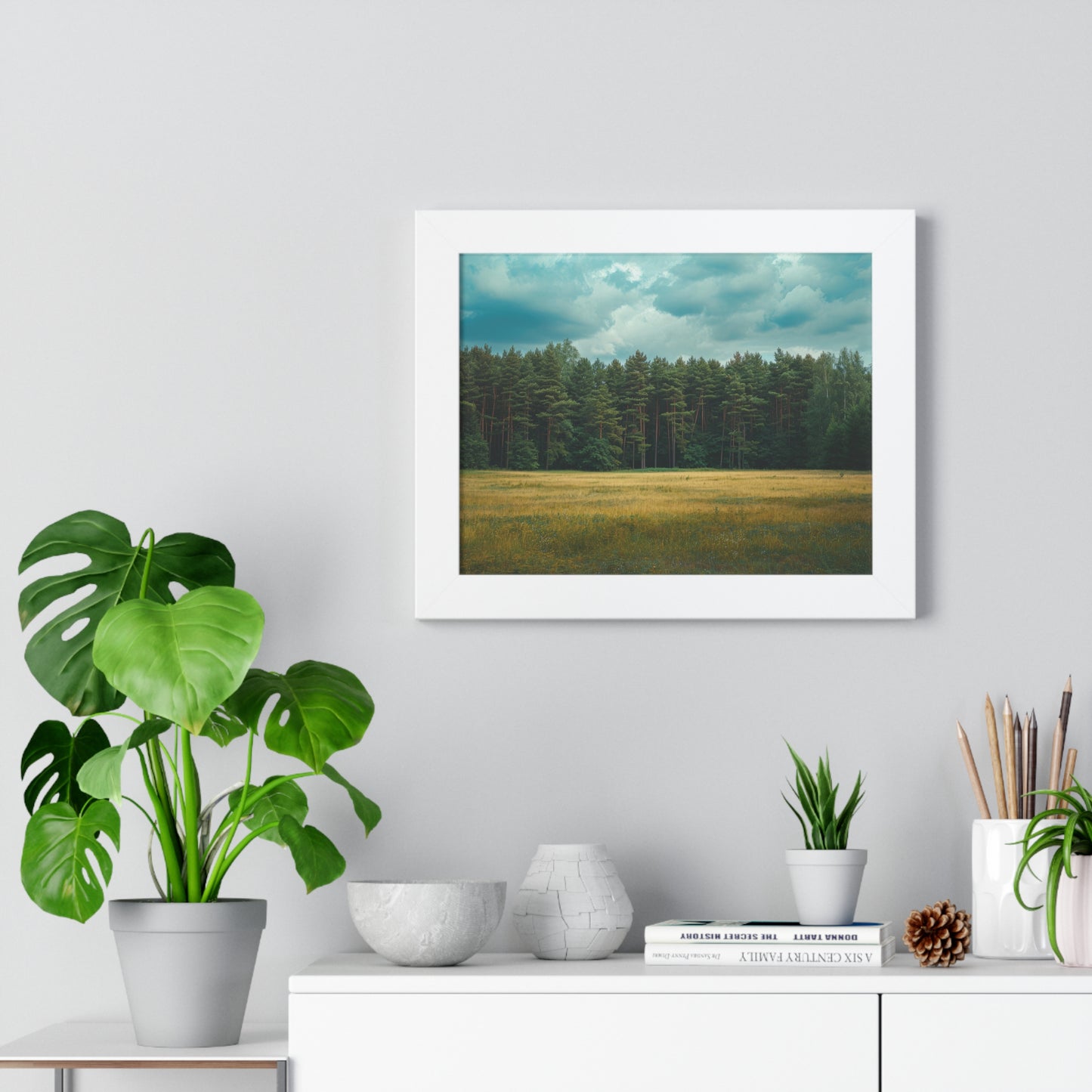 Verdant Refuge - Peaceful Meadow Art Frame | Framed Horizontal Poster