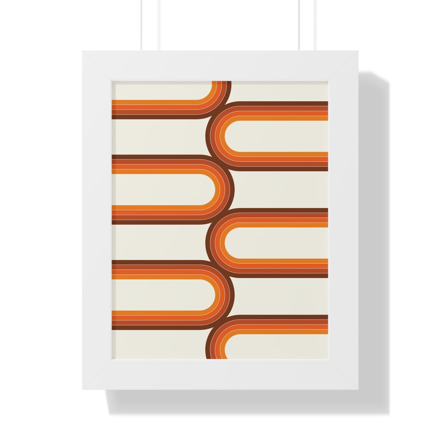 Retro Groove Orange Waves Art Print | 70s Inspired Wavy Wall Art | XCalibre Designs | Framed Vertical Poster