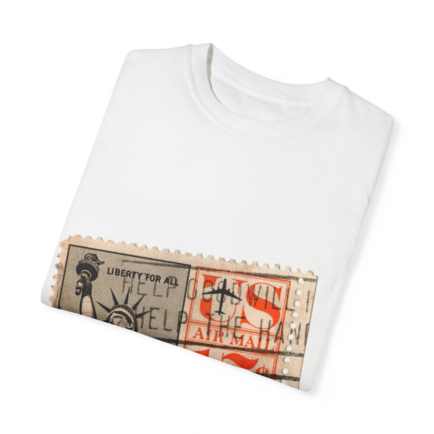 Retro Liberty Stamp Graphic Tee | Cream Collector's Edition T-Shirt | XCalibre Designs