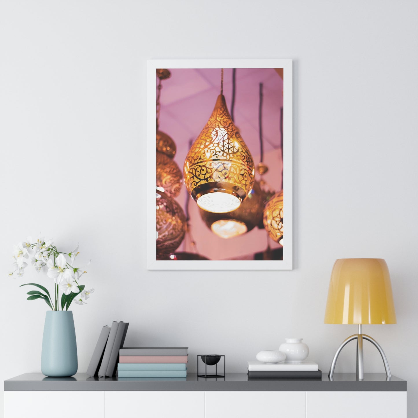 Enchanting Arabesque - Framed Oriental Lamp Art | Framed Vertical Poster