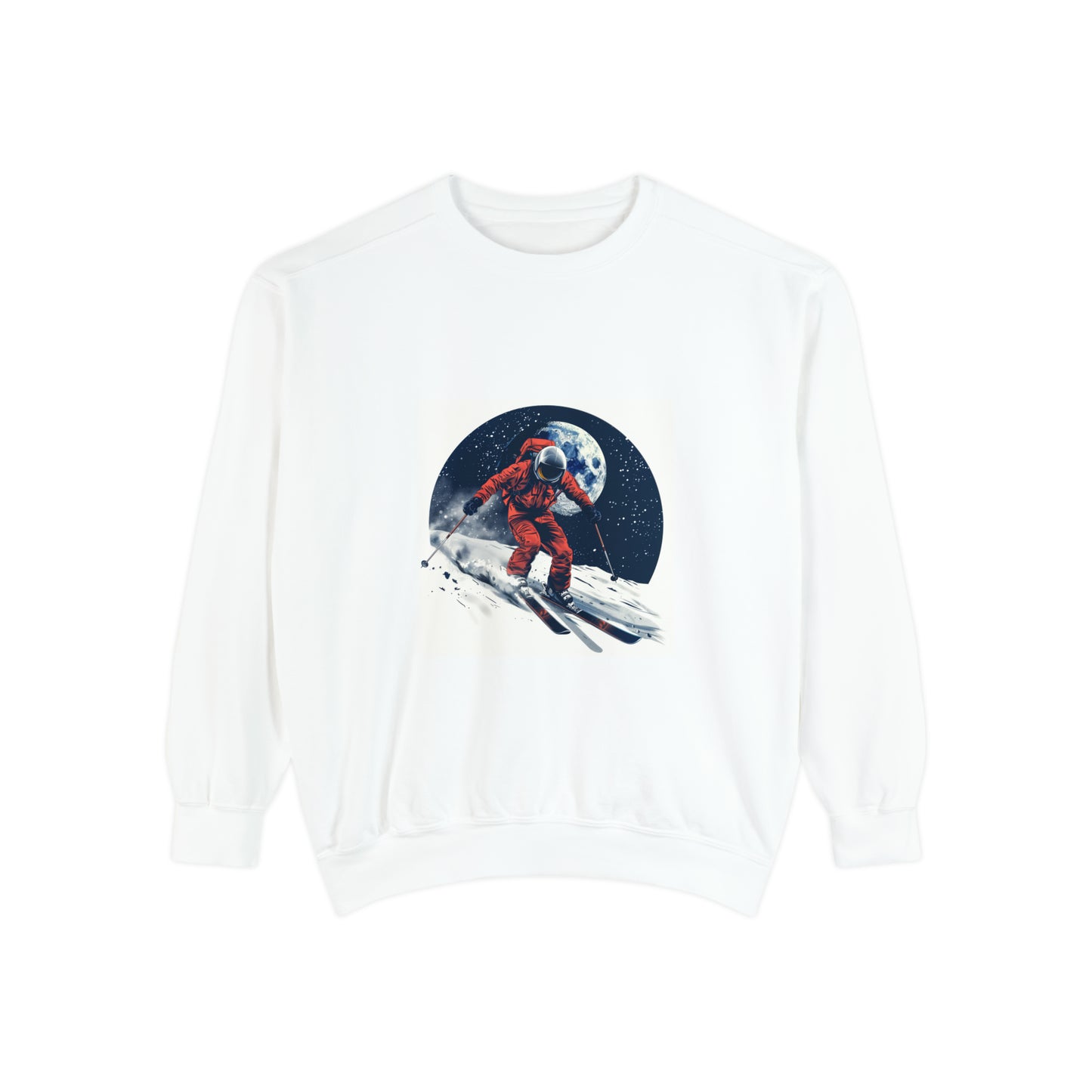 Stellar Slopes Astronaut Skiing Crewneck Sweatshirt | Unisex Garment-Dyed Sweatshirt