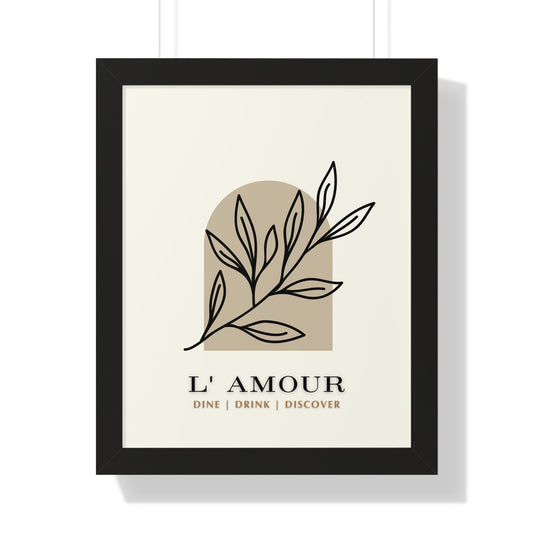 Chic 'L'Amour' Botanical Print | Sophisticated Leaf Silhouette Art | XCalibre Designs | Framed Vertical Poster