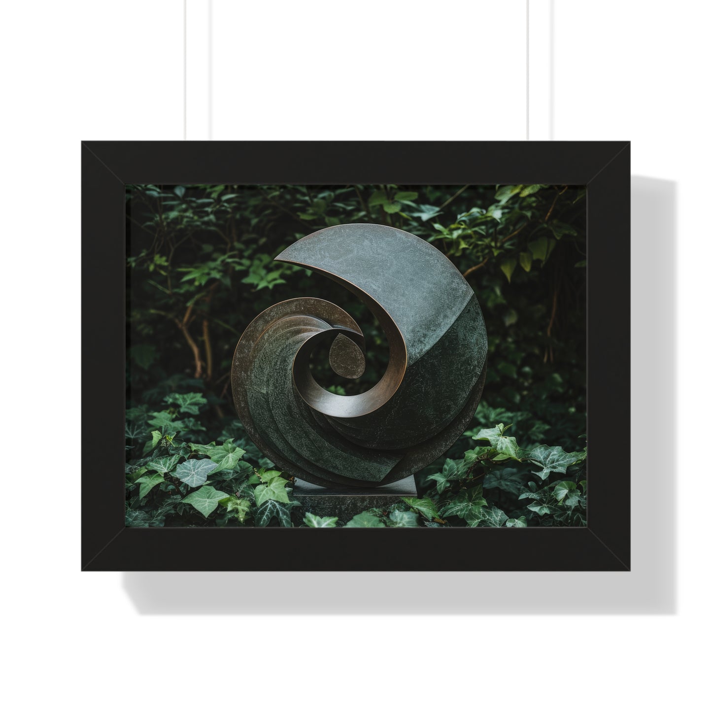 Verdant Spiral - Abstract Sculpture Art Frame | Framed Horizontal Poster