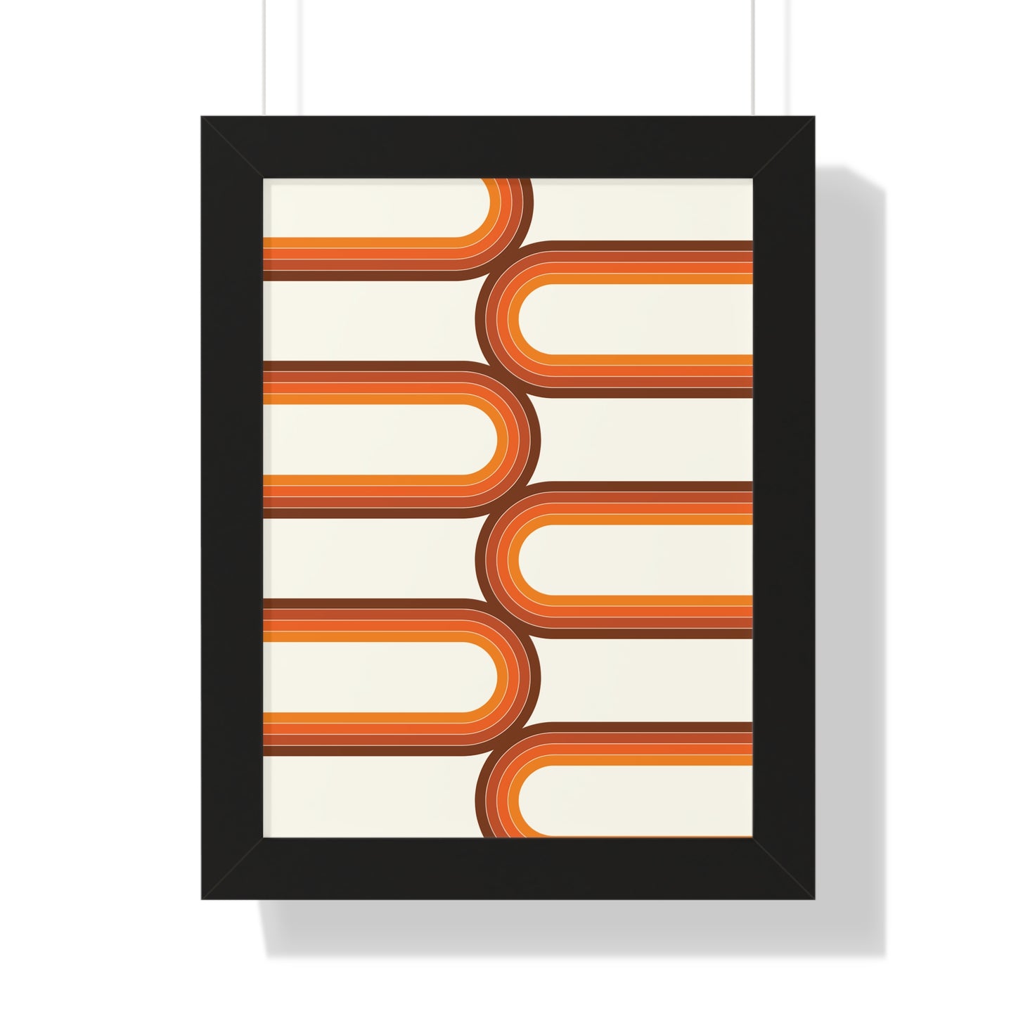 Retro Groove Orange Waves Art Print | 70s Inspired Wavy Wall Art | XCalibre Designs | Framed Vertical Poster