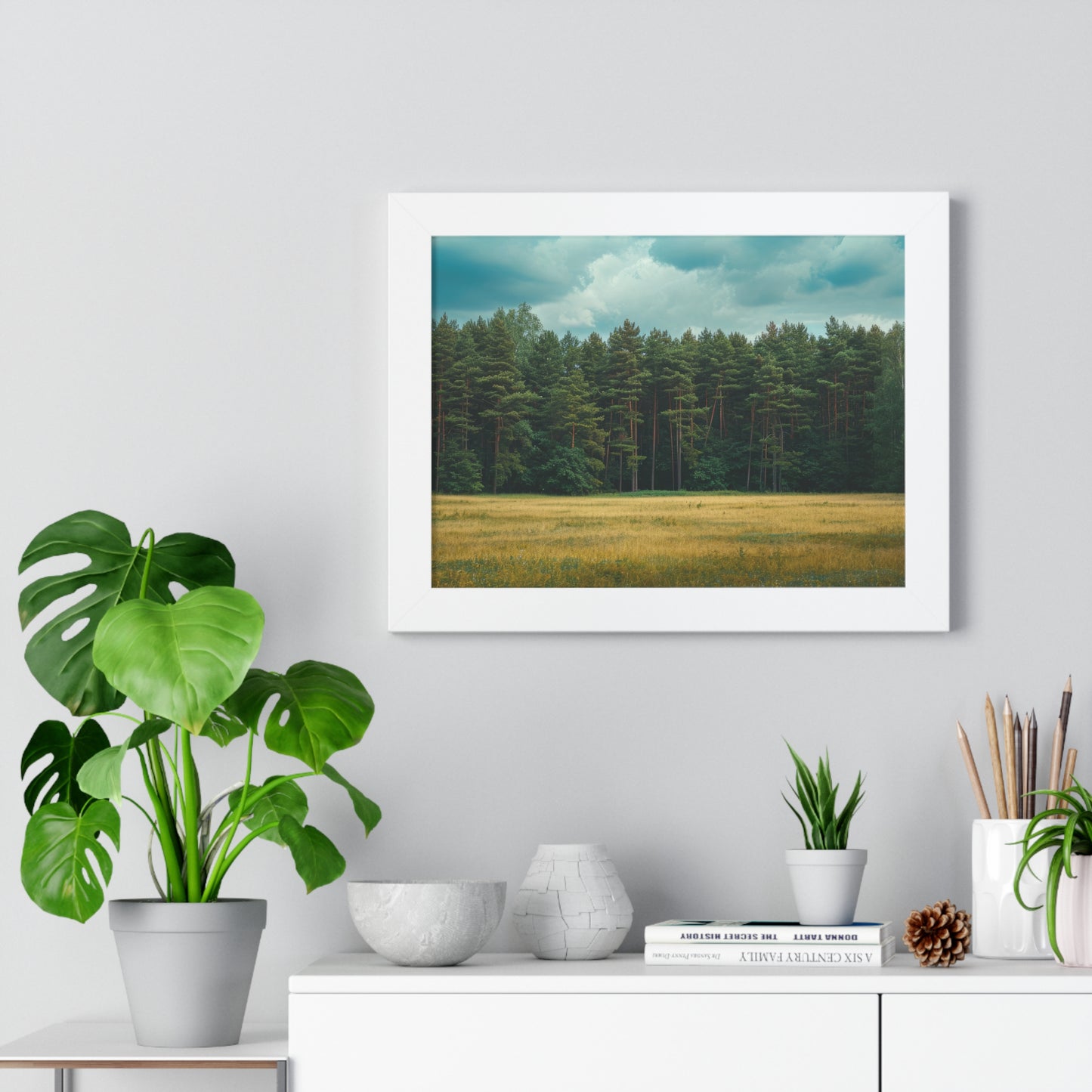 Verdant Refuge - Peaceful Meadow Art Frame | Framed Horizontal Poster