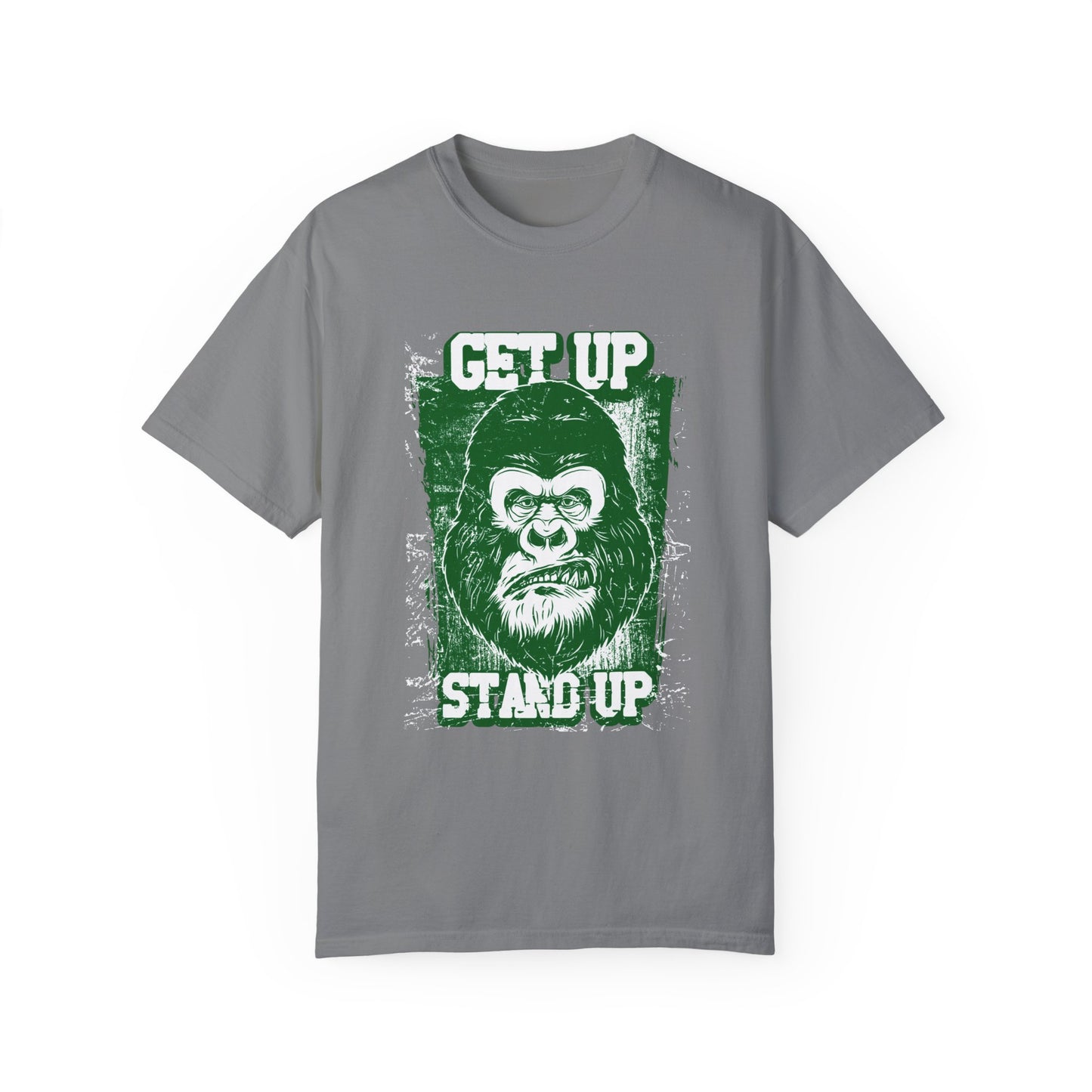 Inspirational Gorilla 'Get Up Stand Up' Graphic Tee | Black Motivational T-Shirt | XCalibre Designs