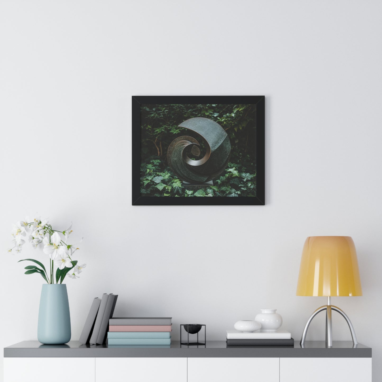 Verdant Spiral - Abstract Sculpture Art Frame | Framed Horizontal Poster