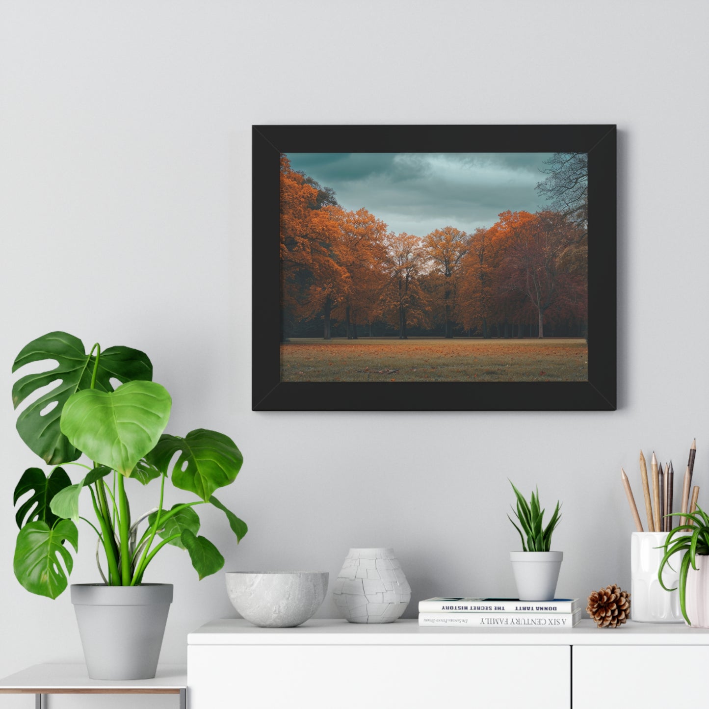 Crimson Canopy - Majestic Autumn Art Frame | Framed Horizontal Poster