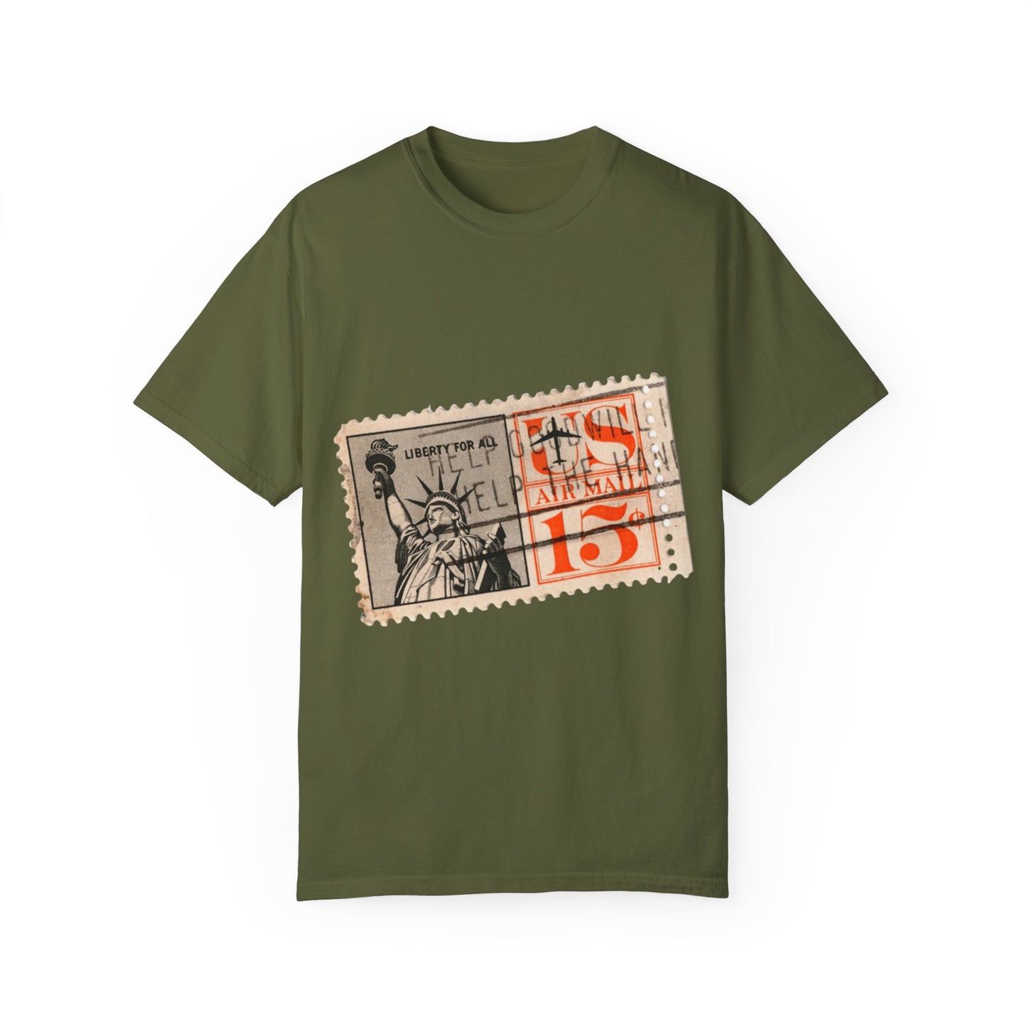 Retro Liberty Stamp Graphic Tee | Cream Collector's Edition T-Shirt | XCalibre Designs