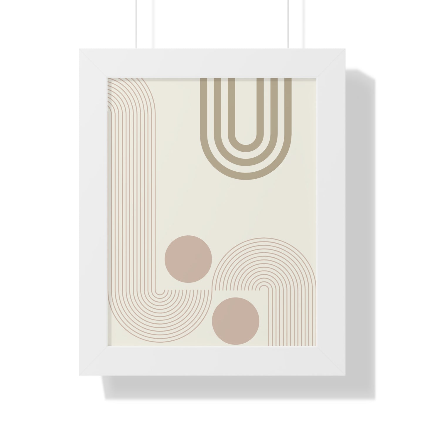 Neutral Abstract Lines and Circles Art Print | Modern Minimalist Wall Art | XCalibre Designs | Framed Vertical Poster