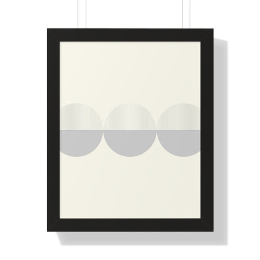 Minimalist Overlapping Circles Art Print | Contemporary Monochrome Wall Art | XCalibre Designs | Framed Vertical Poster