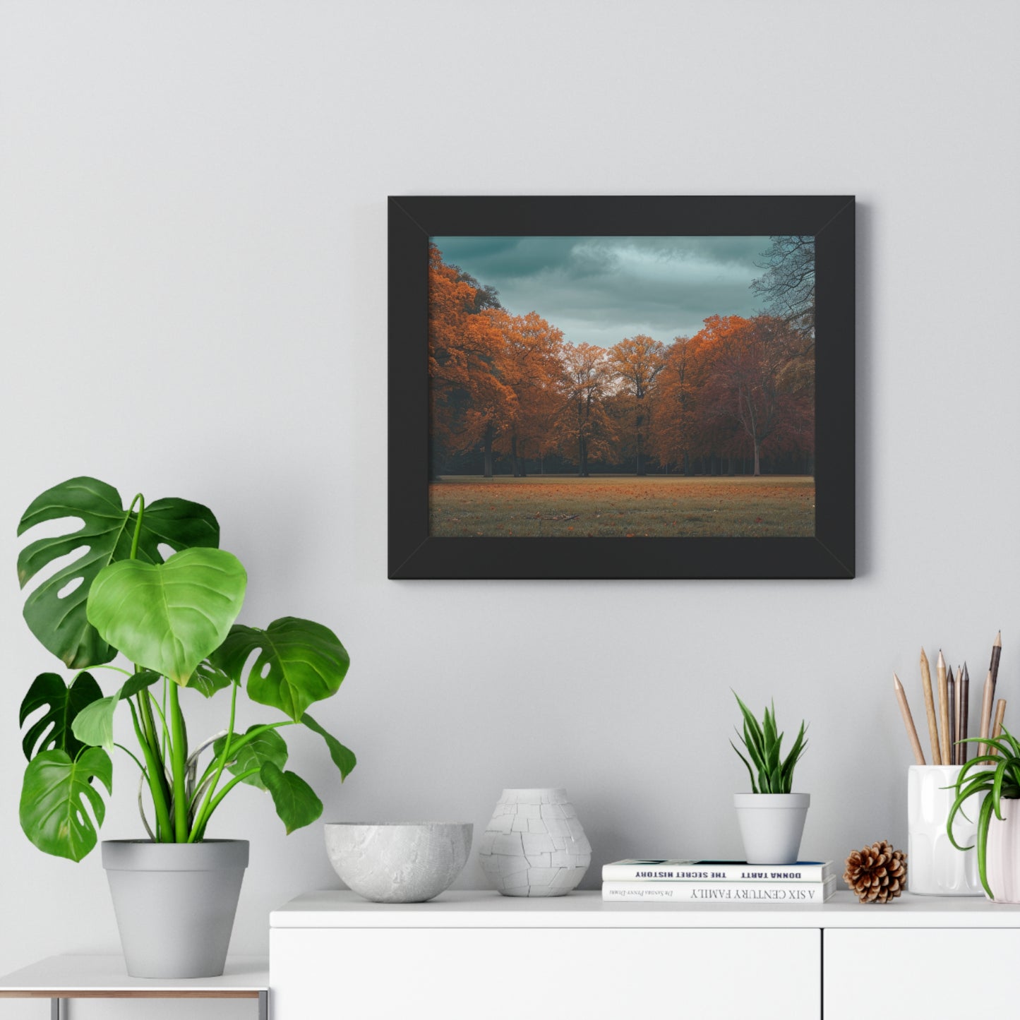 Crimson Canopy - Majestic Autumn Art Frame | Framed Horizontal Poster