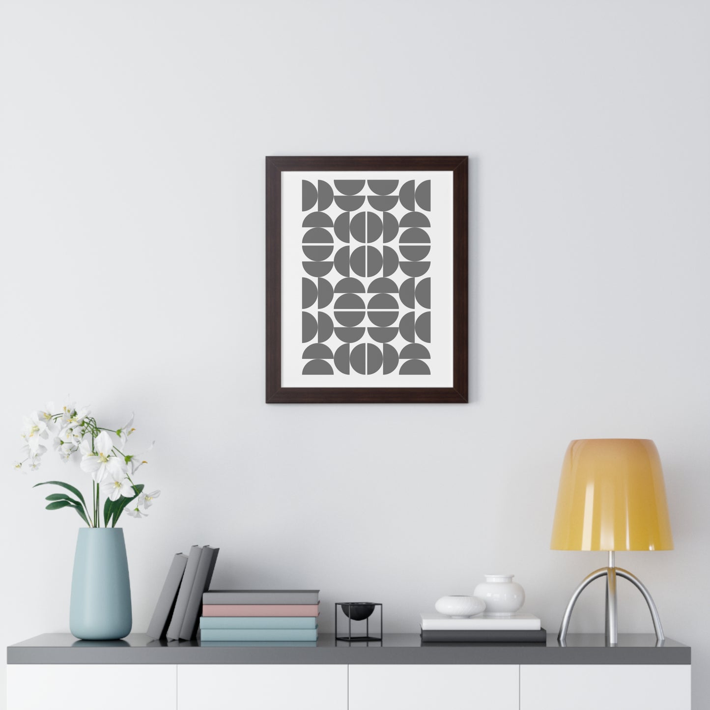 Monochrome Geometric Pattern Art Print | Contemporary Black and White Wall Art | XCalibre Designs | Framed Vertical Poster