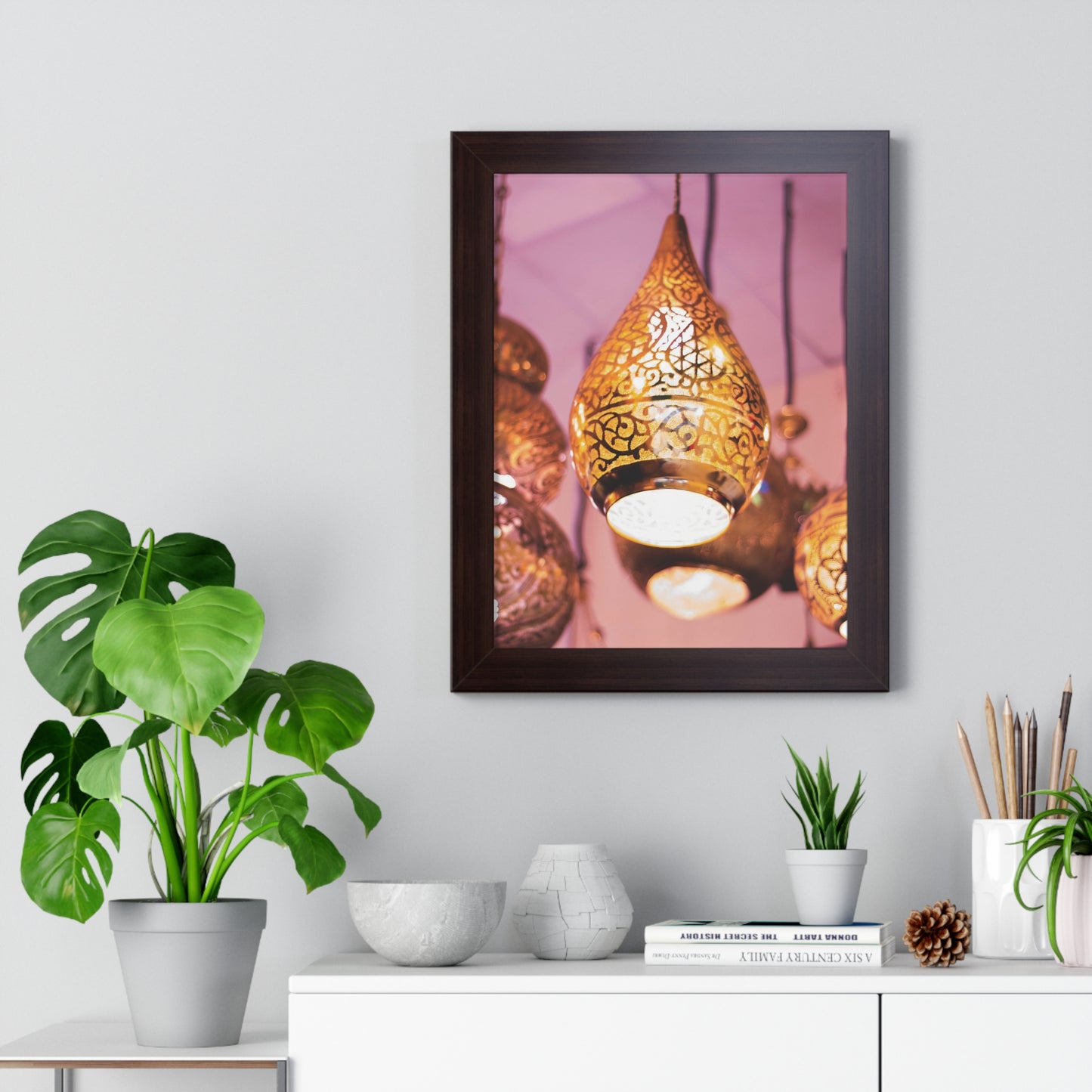 Enchanting Arabesque - Framed Oriental Lamp Art | Framed Vertical Poster