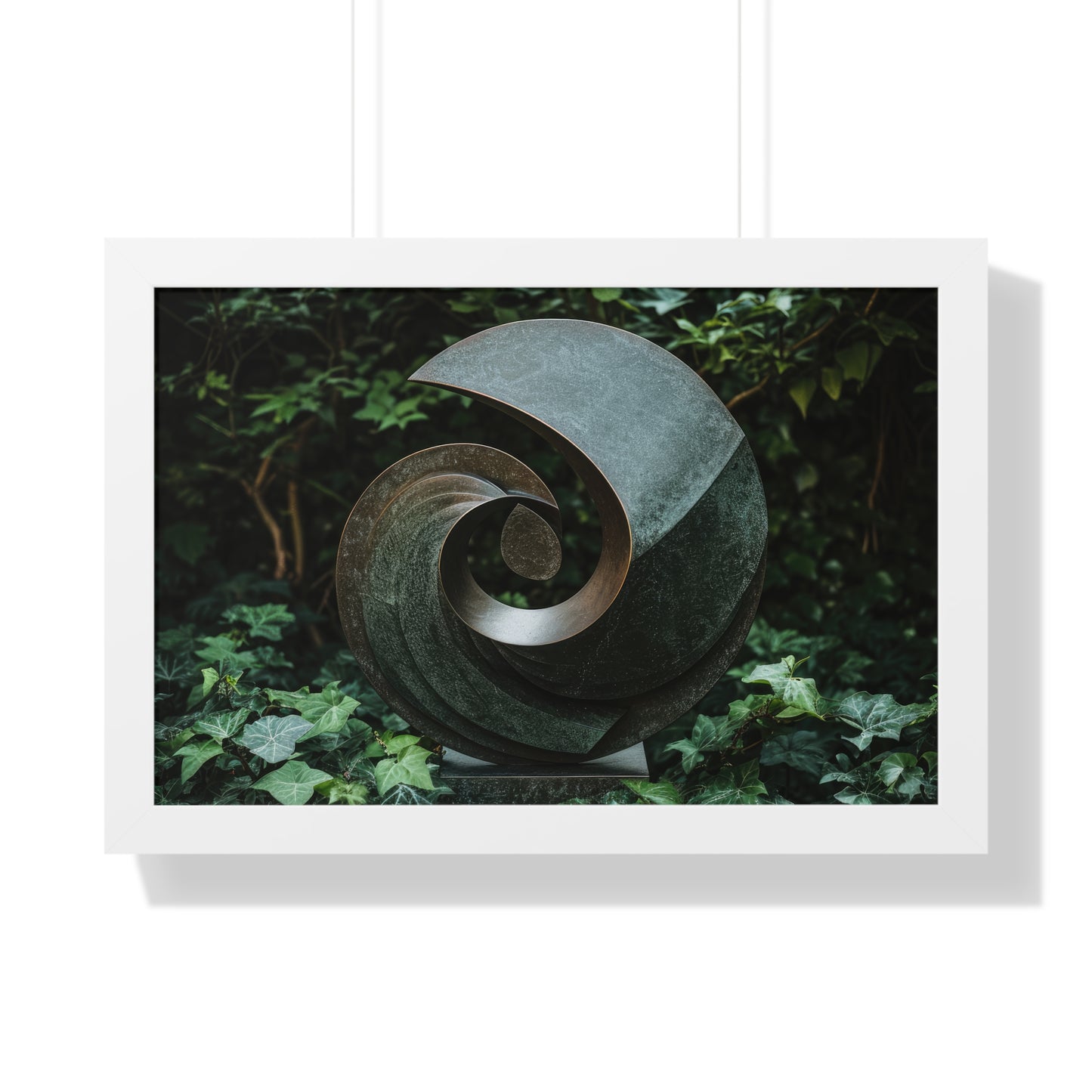 Verdant Spiral - Abstract Sculpture Art Frame | Framed Horizontal Poster