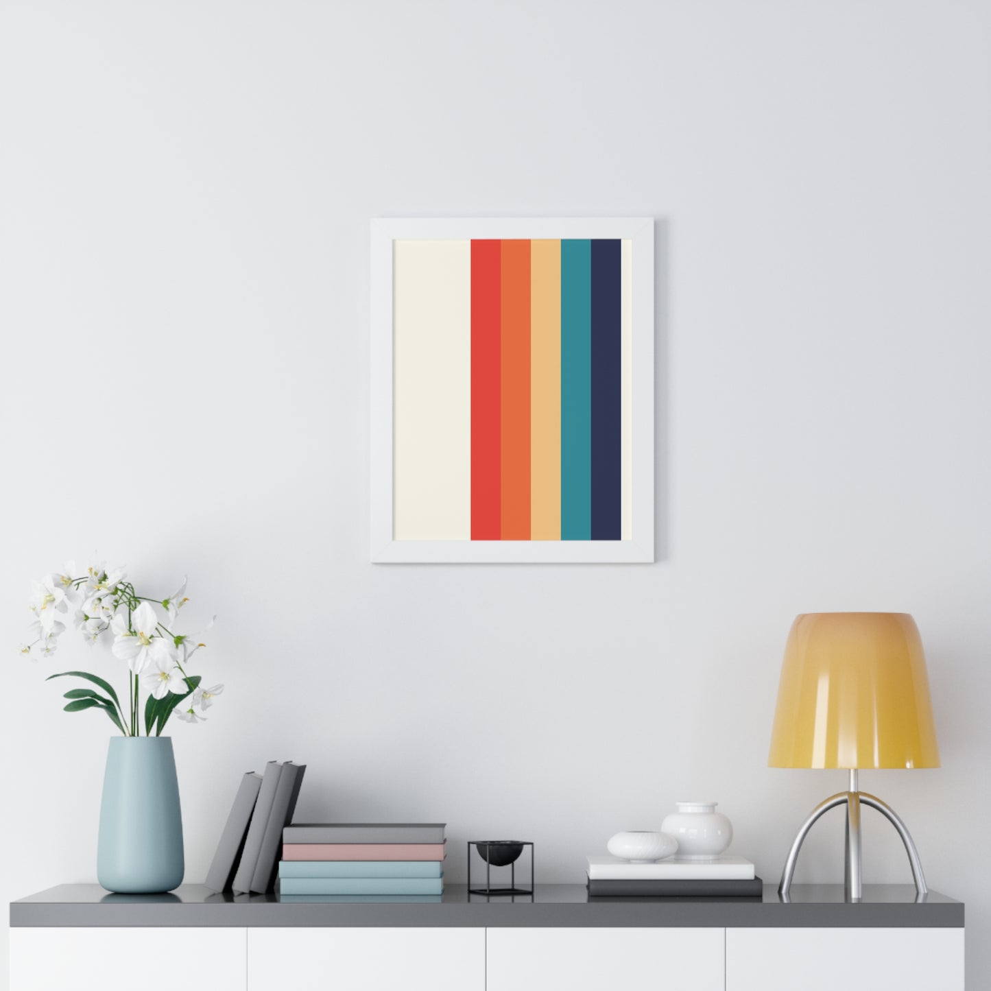 Multicolor Vertical Stripes Art Print | Contemporary Stripe Pattern Wall Art | XCalibre Designs | Framed Vertical Poster