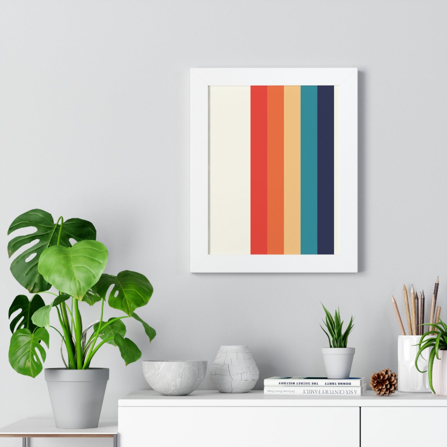 Multicolor Vertical Stripes Art Print | Contemporary Stripe Pattern Wall Art | XCalibre Designs | Framed Vertical Poster