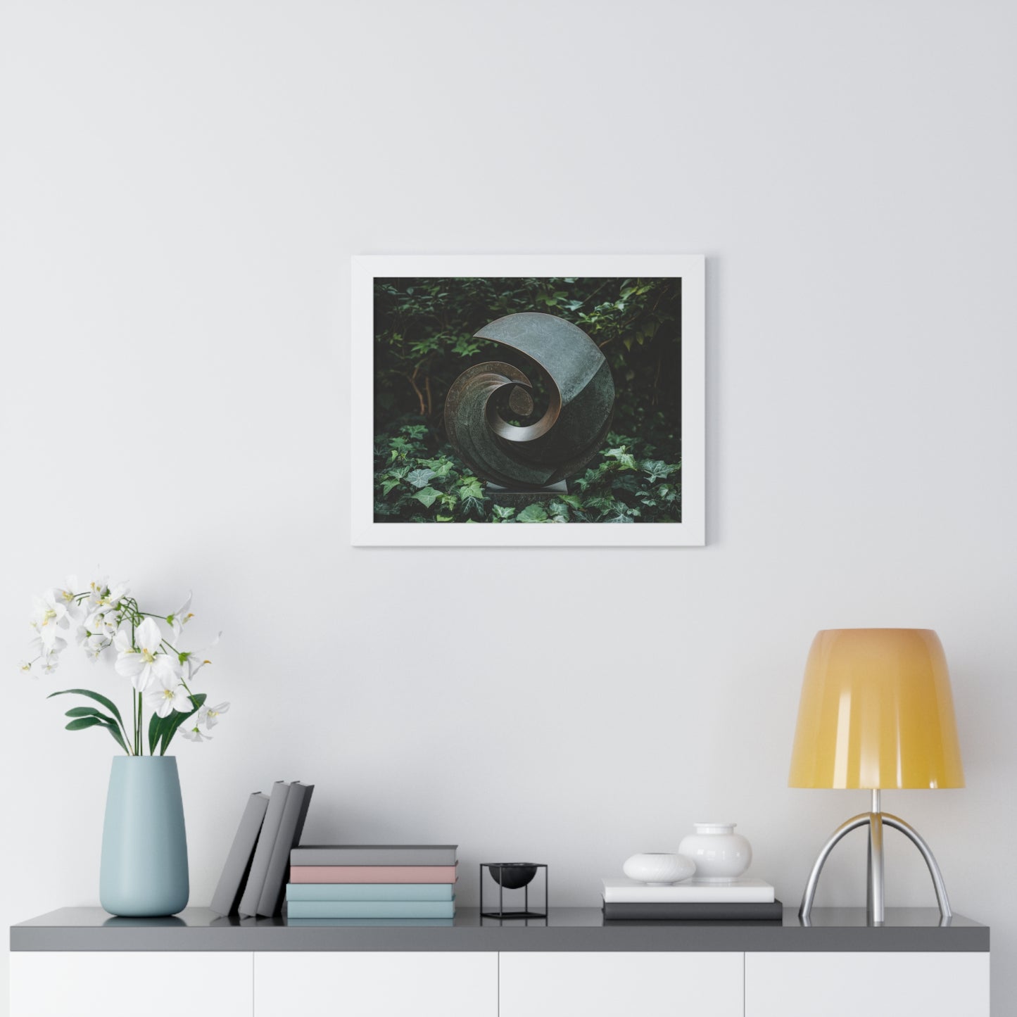 Verdant Spiral - Abstract Sculpture Art Frame | Framed Horizontal Poster