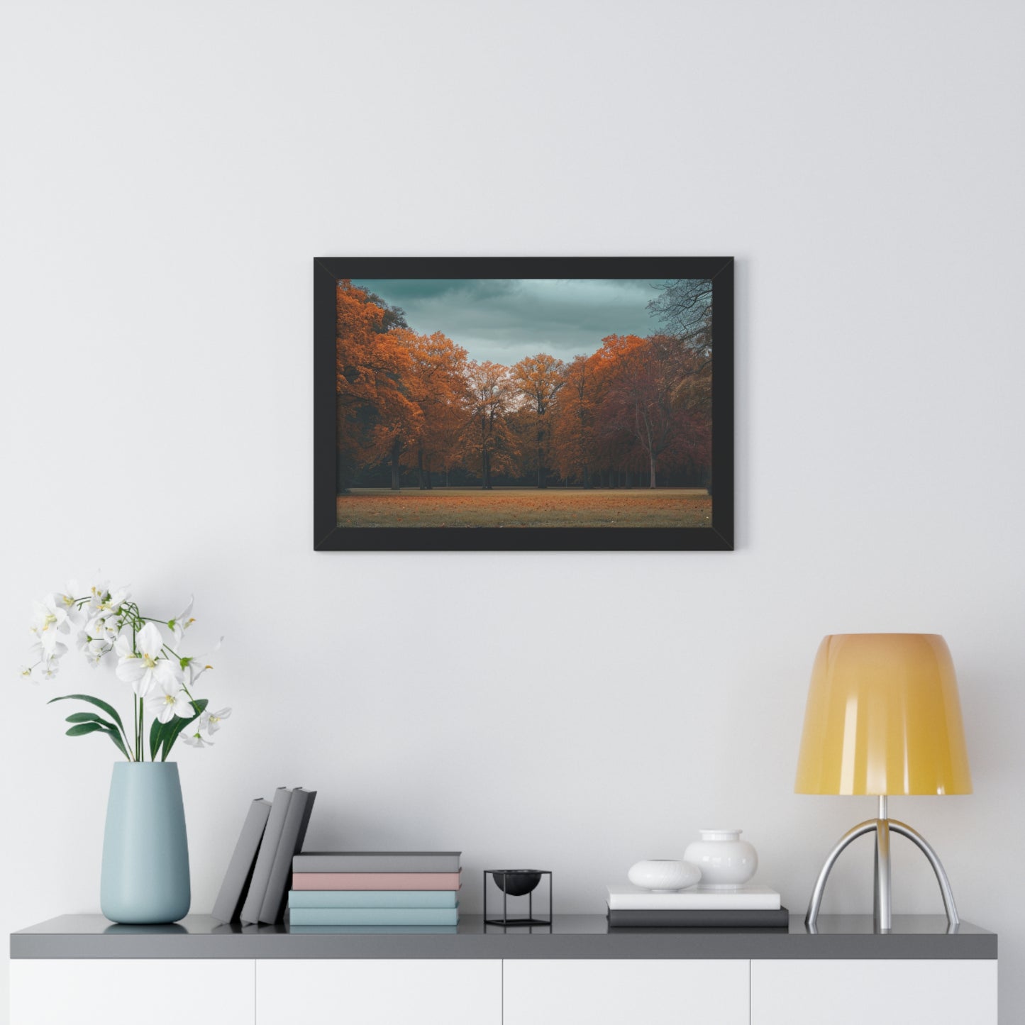 Crimson Canopy - Majestic Autumn Art Frame | Framed Horizontal Poster