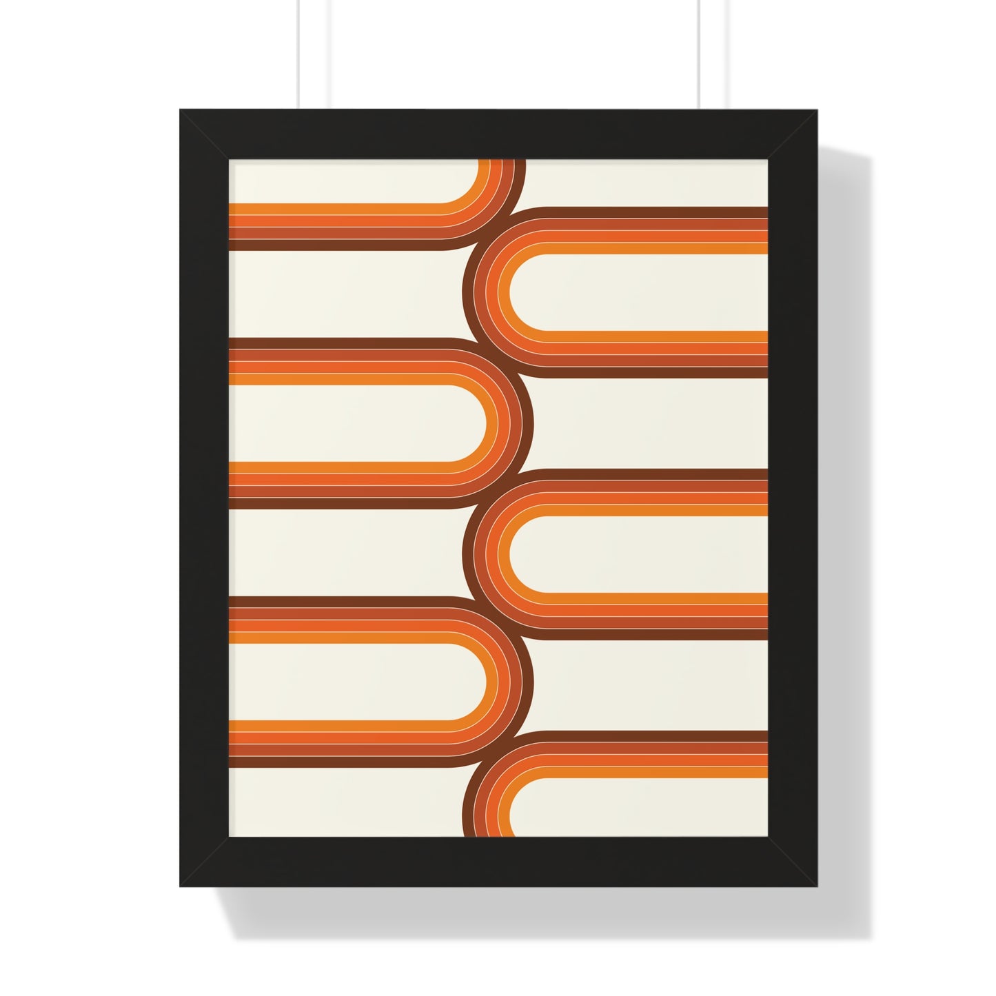 Retro Groove Orange Waves Art Print | 70s Inspired Wavy Wall Art | XCalibre Designs | Framed Vertical Poster