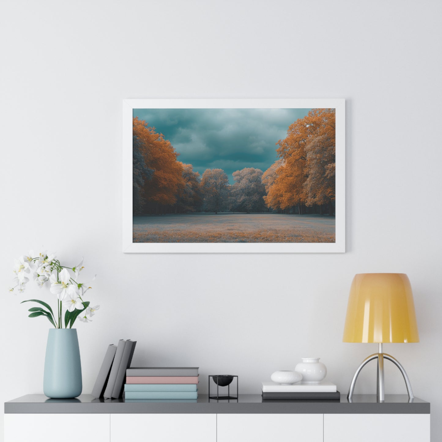 Autumn Serenity - Tranquil Park Scene Art Frame | Framed Horizontal Poster