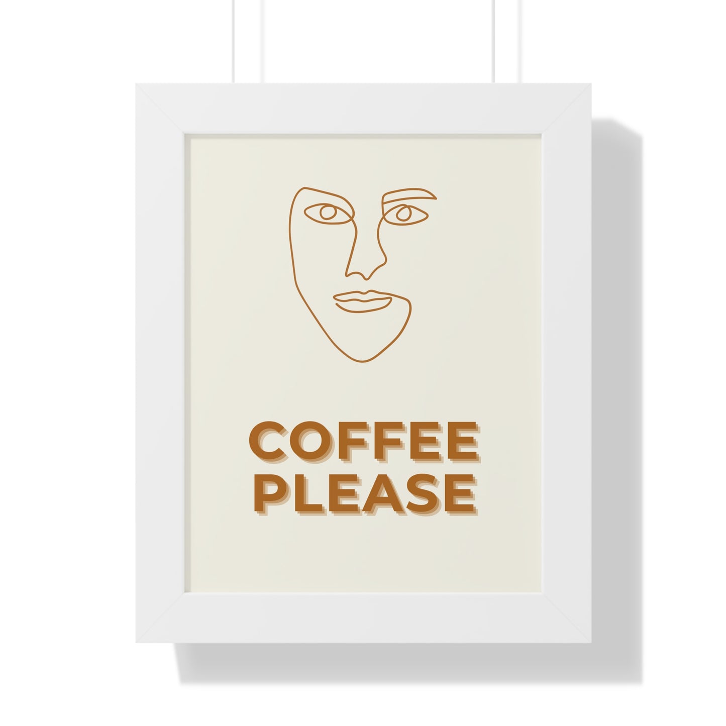 Abstract Face Line Art Coffee Print | Modern Cafe Decor Artwork | XCalibre Designs | Framed Vertical Poster