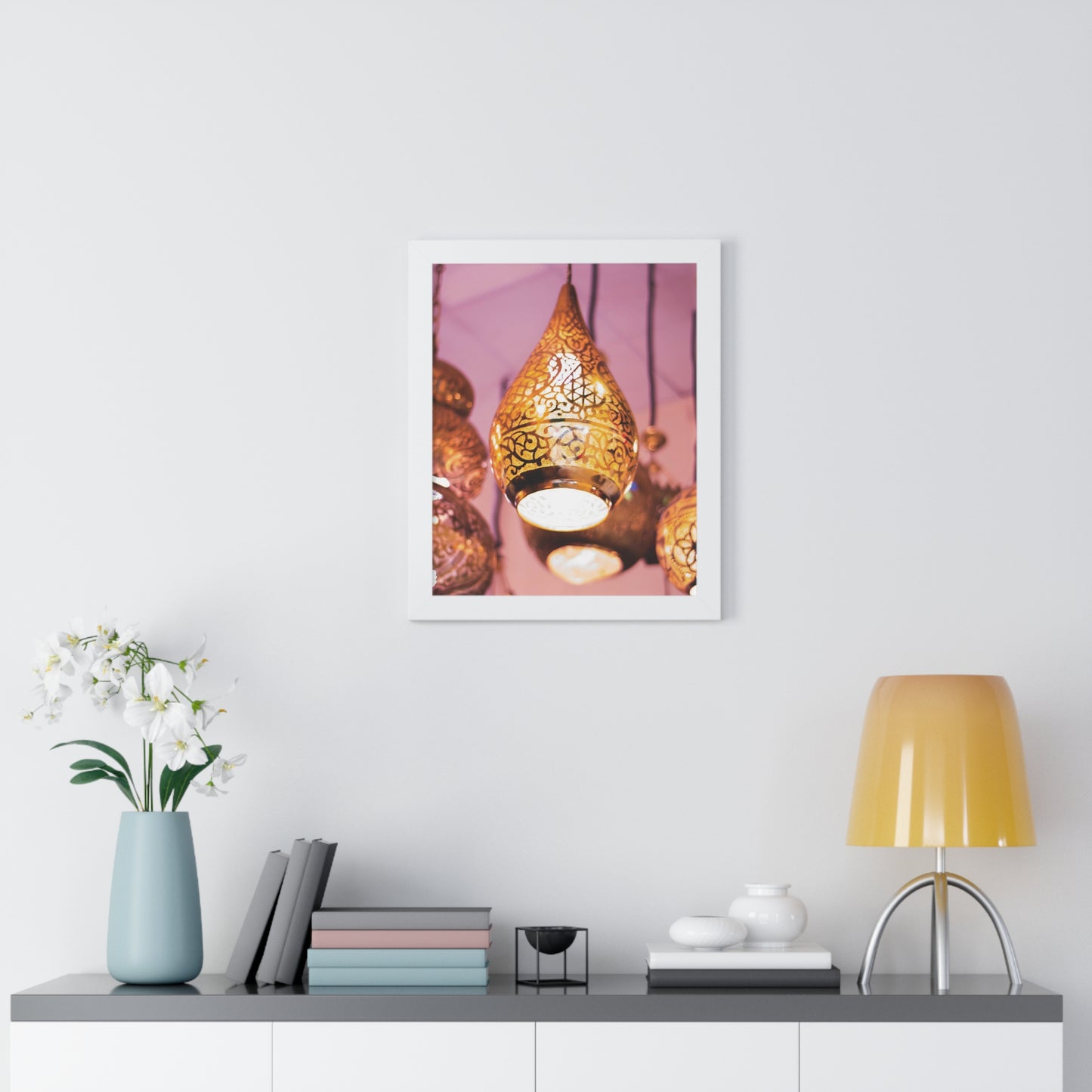 Enchanting Arabesque - Framed Oriental Lamp Art | Framed Vertical Poster