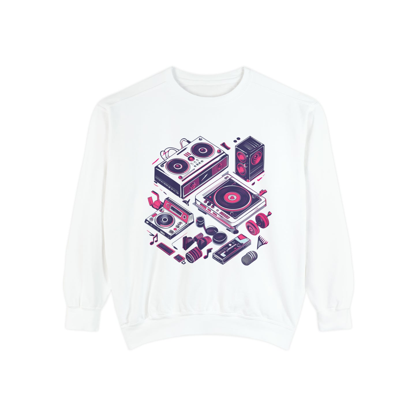 Retro Boombox Graphic Crewneck Sweatshirt | Unisex Garment-Dyed Sweatshirt