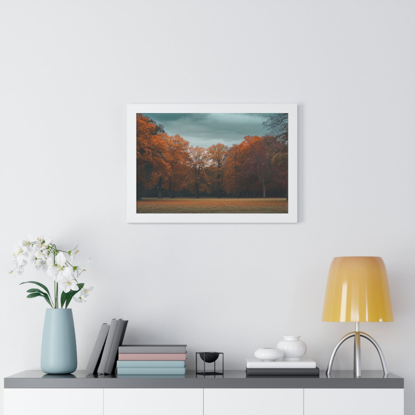 Crimson Canopy - Majestic Autumn Art Frame | Framed Horizontal Poster