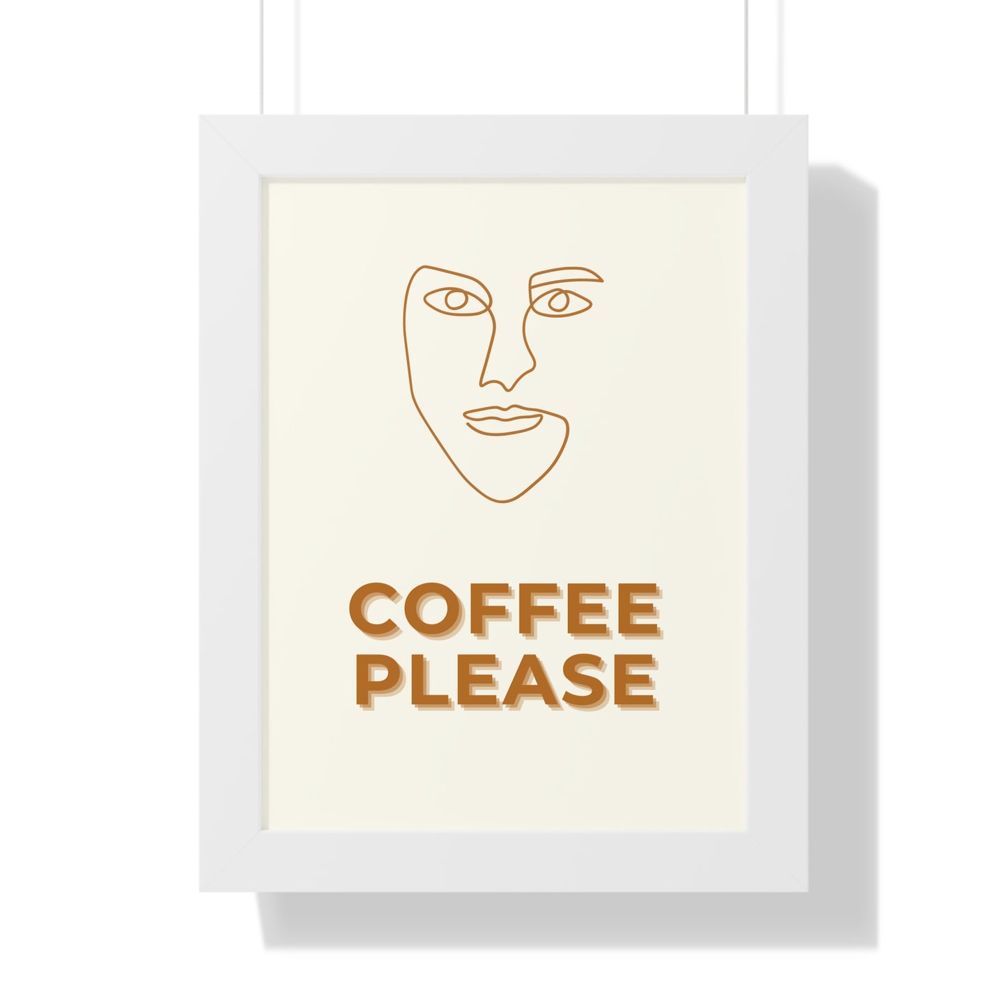 Abstract Face Line Art Coffee Print | Modern Cafe Decor Artwork | XCalibre Designs | Framed Vertical Poster