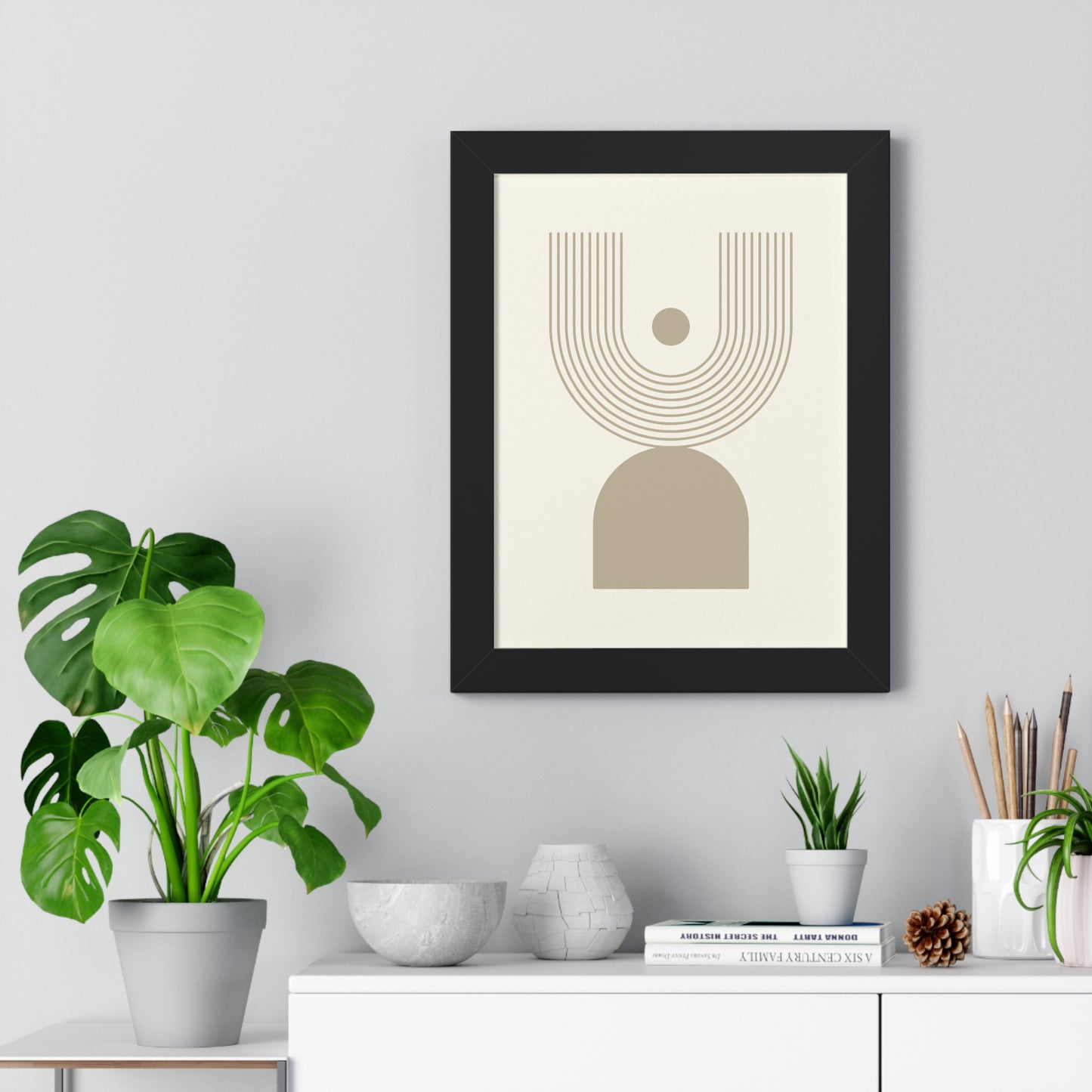 Abstract Geometric Sunrise Art Print | Modern Minimalist Wall Art | XCalibre Designs | Framed Vertical Poster