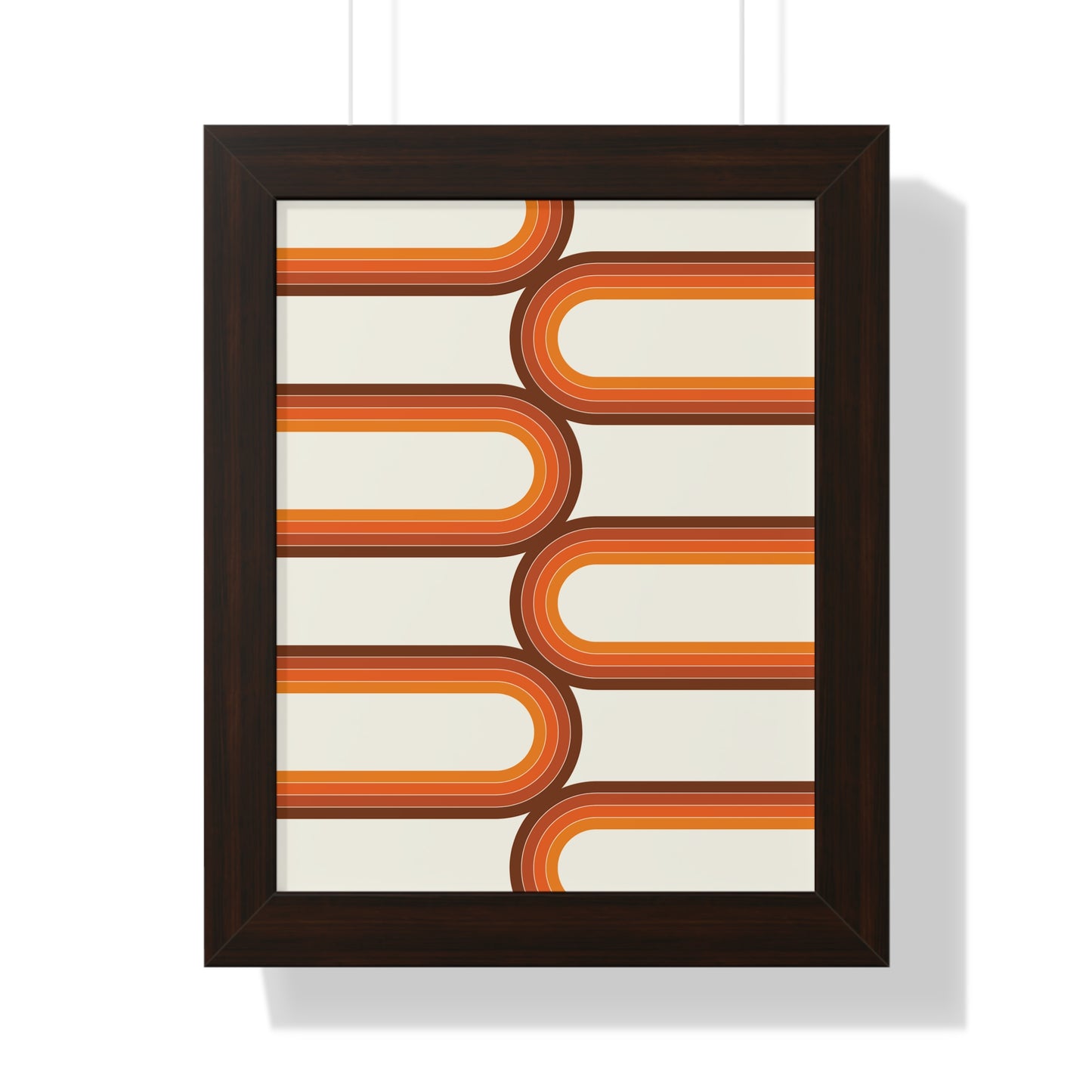 Retro Groove Orange Waves Art Print | 70s Inspired Wavy Wall Art | XCalibre Designs | Framed Vertical Poster