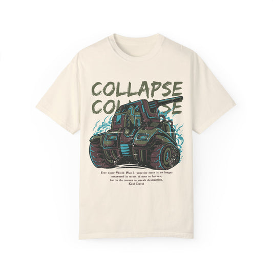 Apocalyptic Vehicle 'Collapse' Graphic Tee | Beige Dystopian T-Shirt | XCalibre Designs