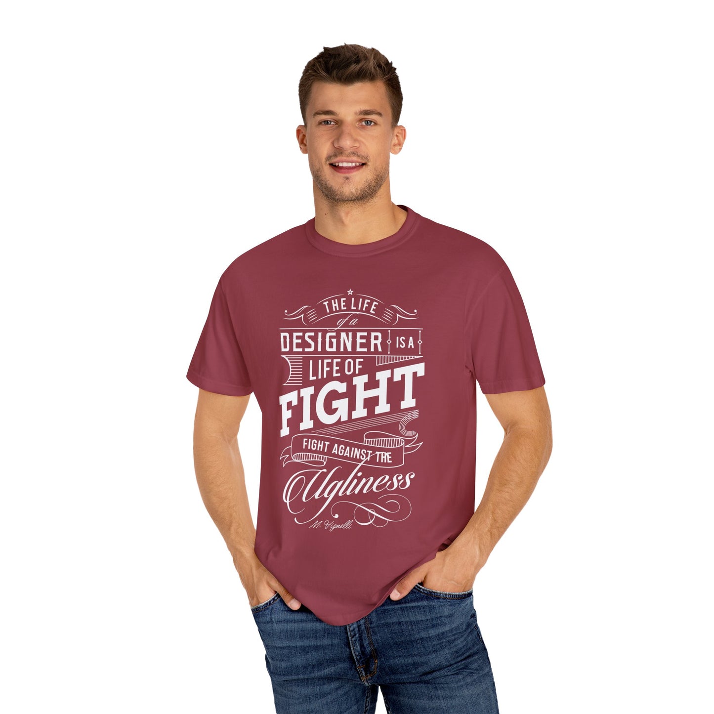 Creative Designer's Motivational Tee | 'Life of Fight' Maroon Typography T-Shirt | XCalibre Designs